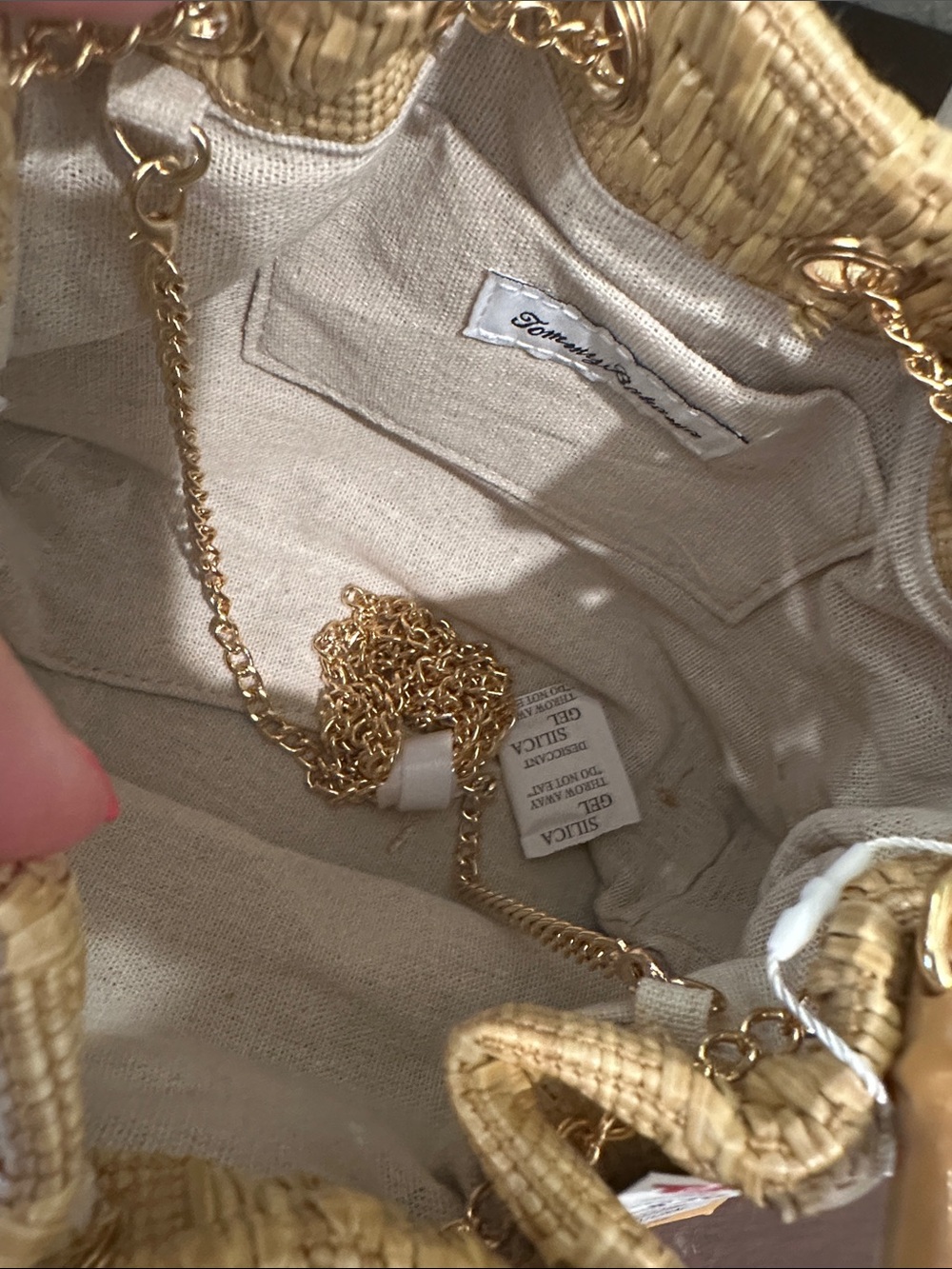 Tommy Bahama Natural Straw Hobo with Bamboo Handle and Gold Tassel - Picture 4 of 9